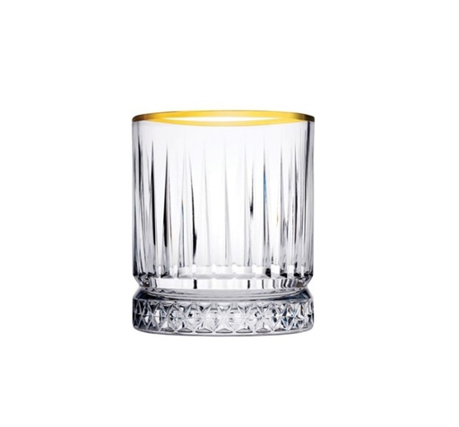 [GL1920] Whisky Glass 4pc Set 355ml Gold Rim Golden Touch - Elysia 520004