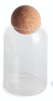 [GL2191] Canister 21Cm Borosilicate Glass With Cork Ball Lid 27156