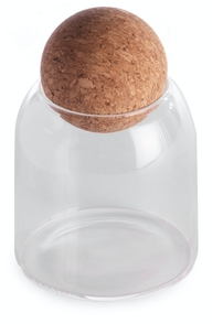 [GL2192] Canister 17Cm Borosilicate Glass With Cork Ball Lid 27157