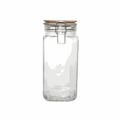 [GL2201] Canister 23.5X10Cm Glass With Clip Top Bamboo Lid 27152