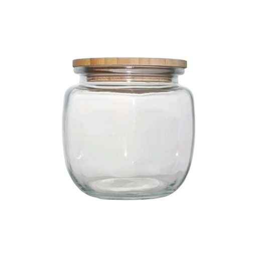 [ST224] Canister 3.2L Round Glass With Bamboo Lid 27249