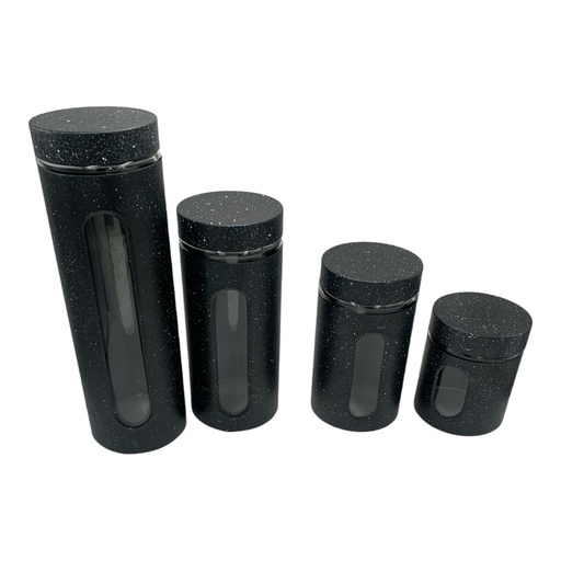 [ST167] Canister Set 4Pc Metal Dots Ch597