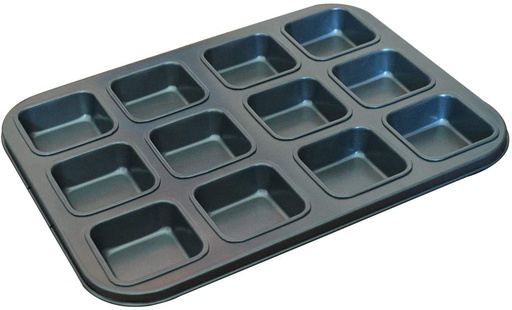 [OV148] Baking Pan 35X26.5X4Cm 12 Cup Square Muffin/Brownie Non-Stick - Baking Basics 0225