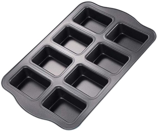 [OV159] Baking Pan 8 Cup 36x24cm Mini Loaf/Brownie 9x5.5x3cm Carbon Steel-Bakers Basics 0220
