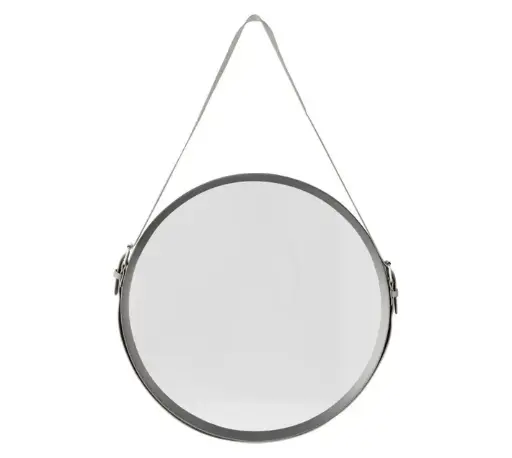 [HD3156] Mirror 60Cm Round With Leather Strap Broad Border Sd705-10