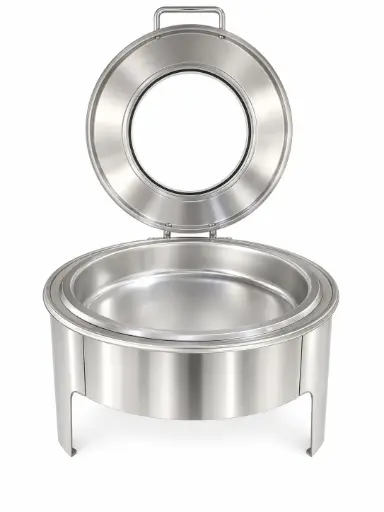 [SS408] Chafing Dish 44x26cm Shallow Round With Window Stainless Steel