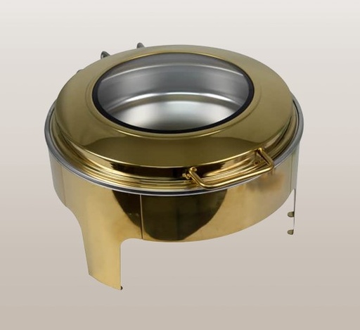 [SS465] Chafing Dish 44x26cm Shallow Round With Window Gold