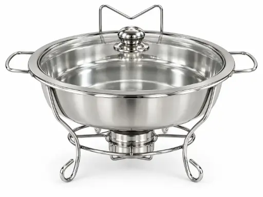 [SS473] Chafing Dish 6L Round Stainless Steel With Glass Lid Wire Style Frame Chafer Jy259-H60