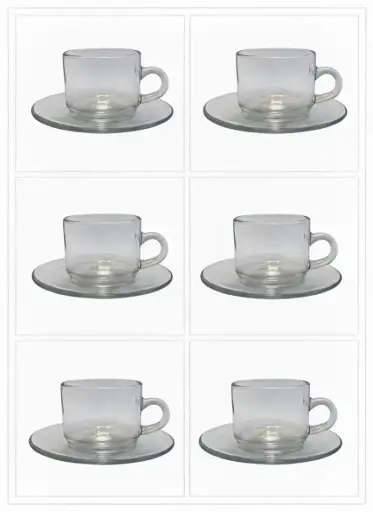 [GL2239] Cup & Saucer 200ml 12pc Round Set Glass - RVT2022-010