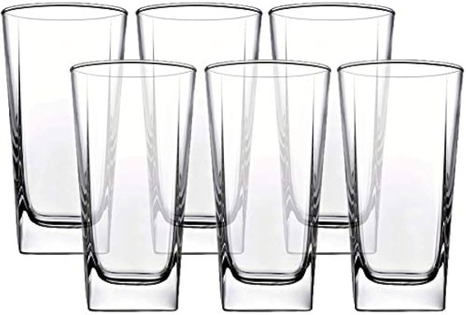 [GL621] Tumbler Hiball 6pc Set 305ml Square Glass - Carre 41300