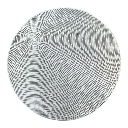 [TC167|SILVER] Placemat 1Pc 38Cm Round Fine Linear Pattern Cut-Out