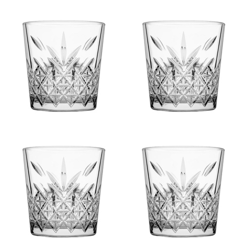 [GL2267] Whisky Glass 4pc Set 355ml Tempered Stackable Glasses - Timeless 520074