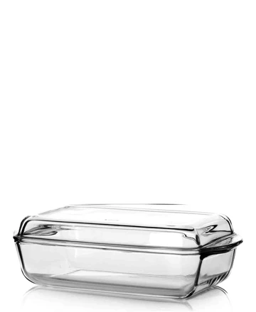 [GL2272] Double Roaster 2Lt Rectangular Borosilicate Glass (35x20x10cm) - Borcam 59009