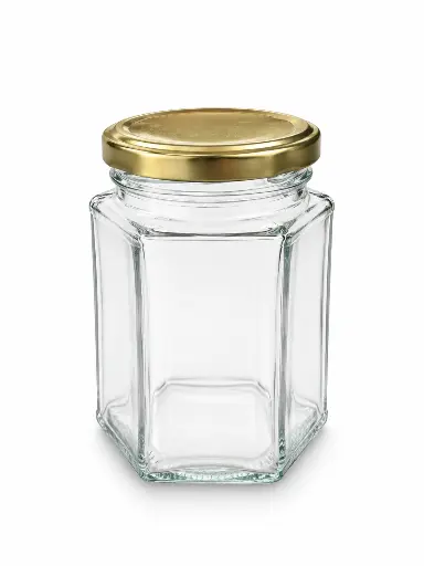 [GL2293] Glass Jar 250ml Hexagonal Glass with Lid - JAR111
