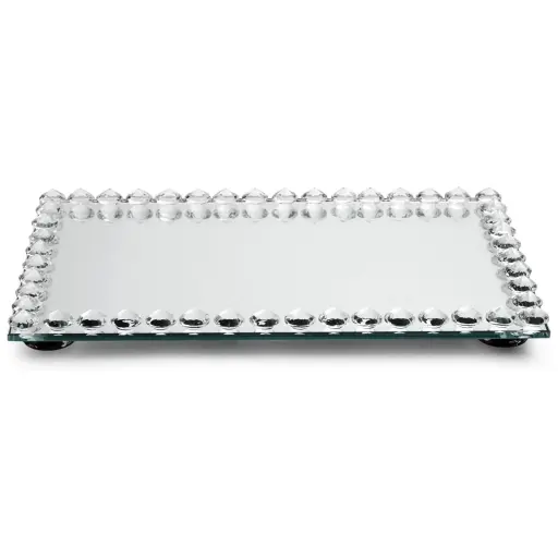[Z1174] Tray 36X26Cm Mirror With Diamante Rvt2023-291