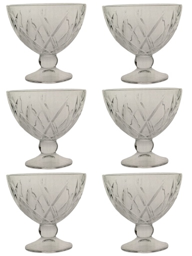 [GL2317] Dessert Bowl 260Ml 6pc Cut Glass F206 Rvt2023-184