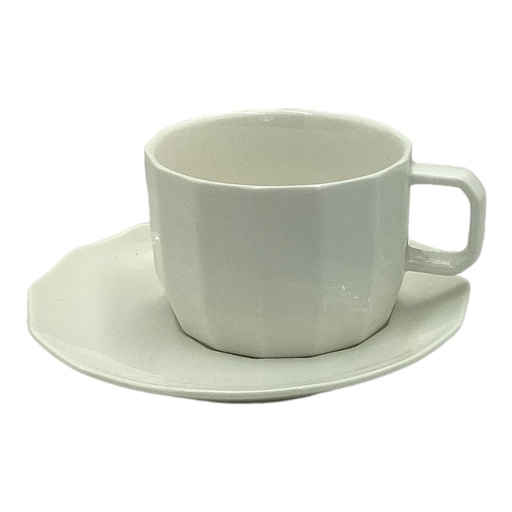 [D2283] Cup & Saucer 200ml Grooved Modern - RVT2023-327