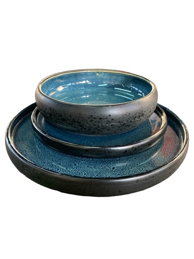 [D2287] Dinner Set 12pc Lipped Modern Rvt308/9/10