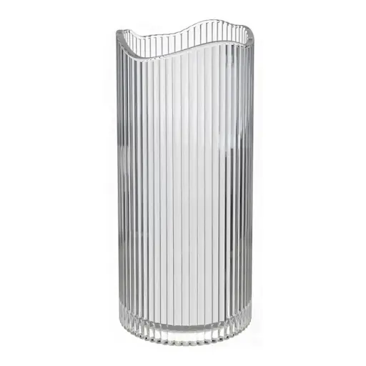 [HD3235] Vase 25X12Cm Glass Irregular Design Linear Rvt2023-262
