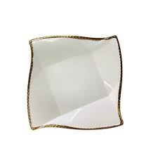 [D635] Side Plate Square With Wave Gold Rim Rvt 2023-136-7
