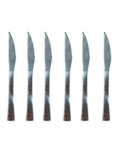 [CT892] Steak Knife 6Pc Stainless Steel Square Handle Broad Rvt2023-088