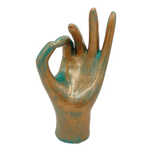 [AD00958] Decor AC 18x9cm Hand Gesture OK-Metallic