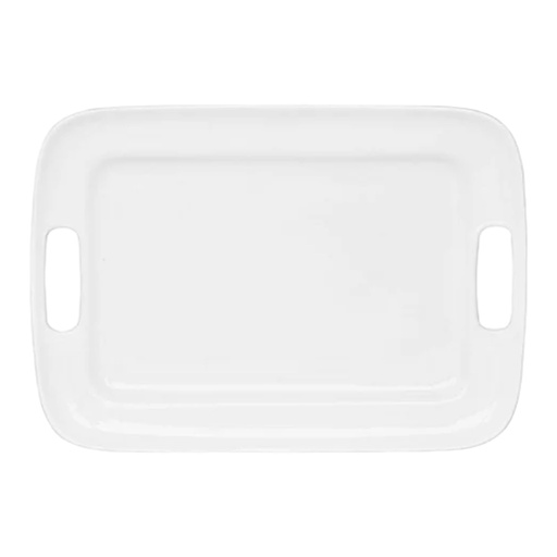 [AD06876] Platter 46.5x36cm With Handles Porcelain - 23182