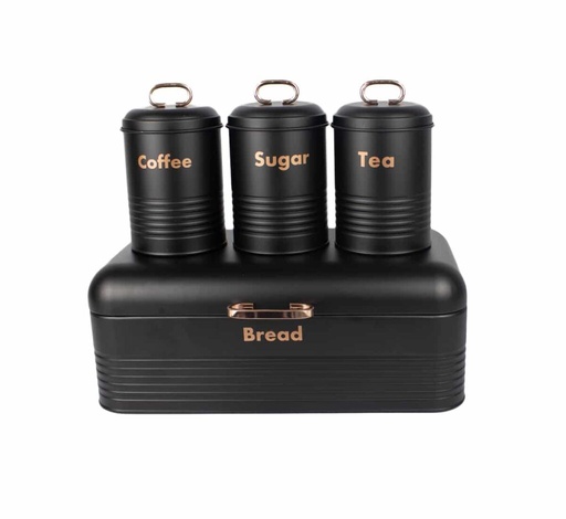 [AD07744] Bread Bin & Canister Set 4pc Grooved RHW-280 Parma Collection