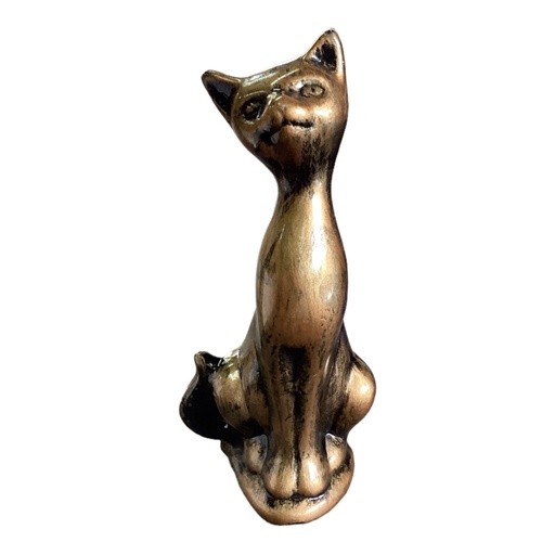 [RHD5424] Decor Ornament 19x9x7cm Cat Sitting-Metalic