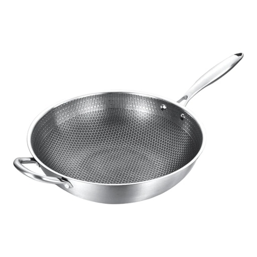 [AD09159] Wok Pan 33.5x9cm Frying Pan Style Stainless Steel 