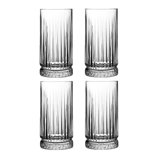[AD09359] Tumbler Hiball 4pc Set 365ml Cut-Glass - Elysia 520445