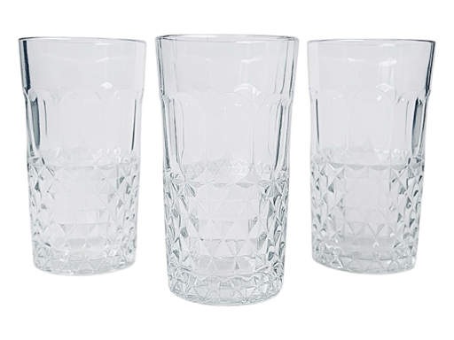 [AD09510] Tumbler 3pc Set 255ml Cut Glass - 72009