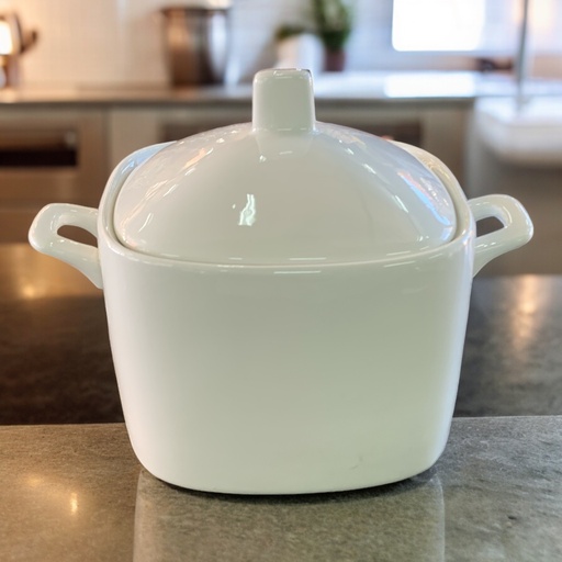 [AD09660] Casserole With Lid 18x16x19cm Square Porcelain BJ2202065 